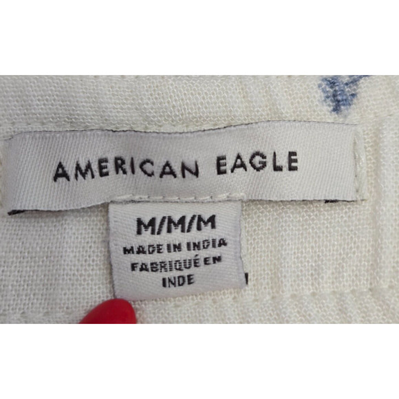 American Eagle Womens Mini Skirt Medium Ivory Blue Ditsy Floral Cotton Blend Y2K - Picture 6 of 8